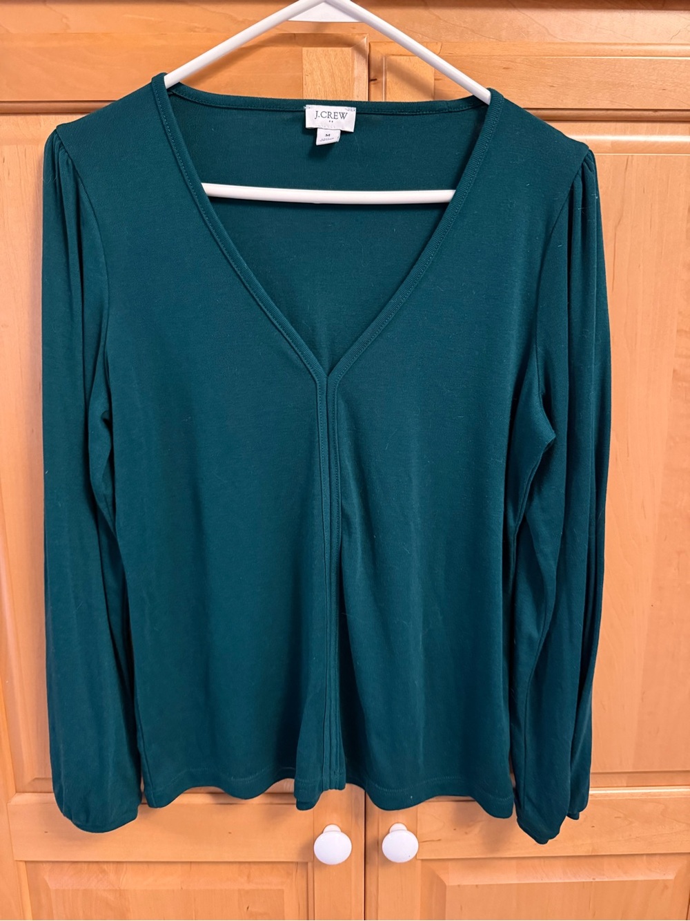 J. Crew Women's Academic Green V-Neck Long Sleeve Top NWOT